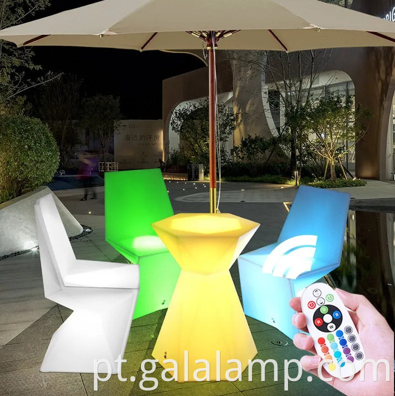 Conjunto elegante de refeições ao ar livre LED luminosa para varandas aconchegantes